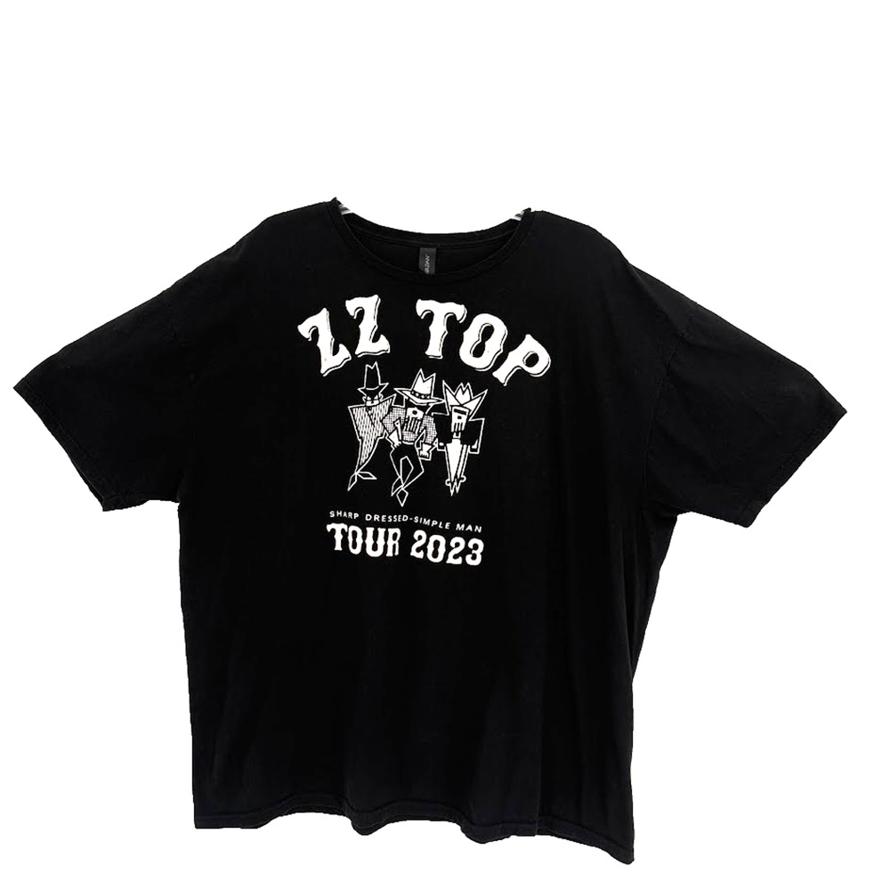ZZ Top Tour 2023 T Shirt Mens 3XL Black Band Tee Graphic Concert Rock Gildan